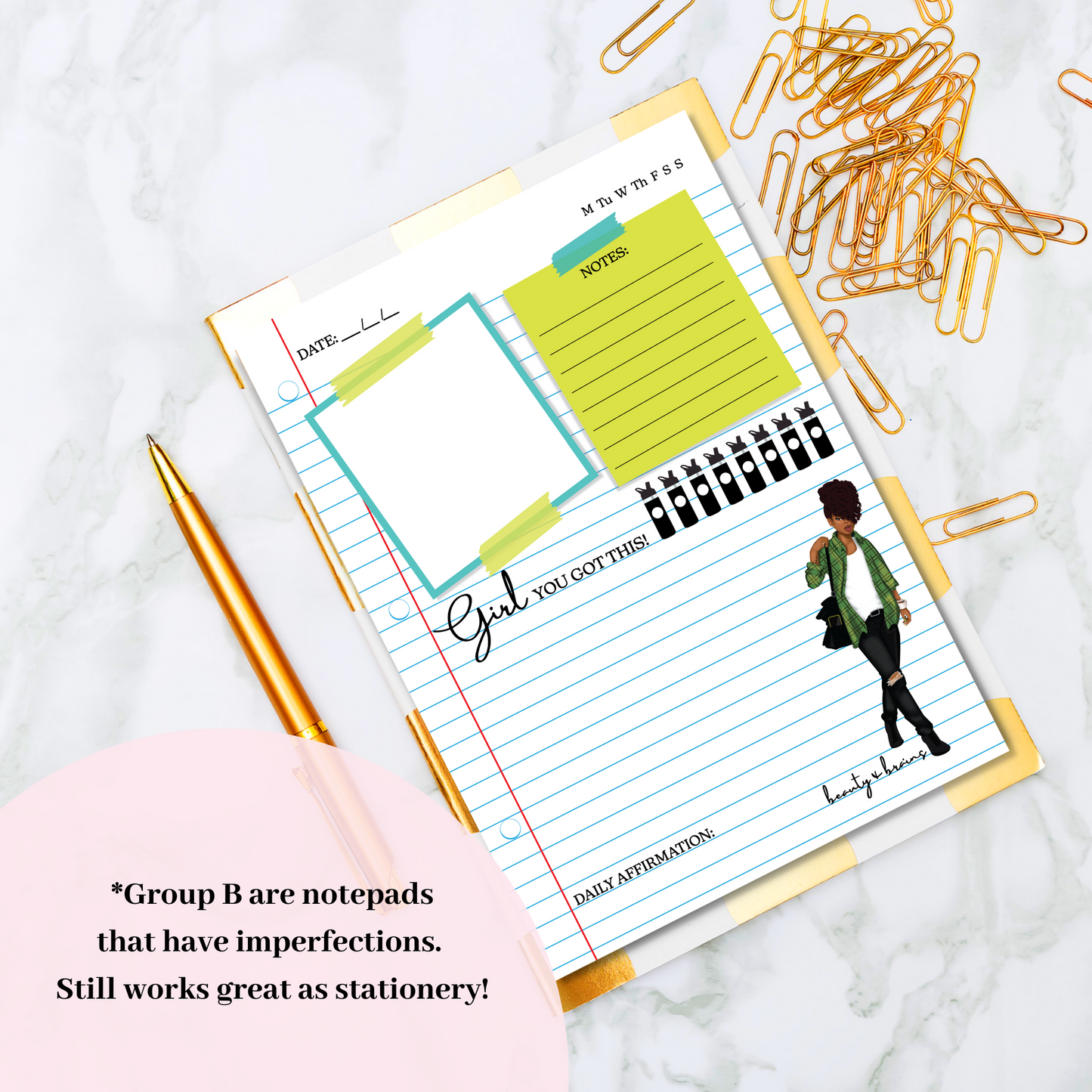 Beauty & Brains Daily To Do Notepad