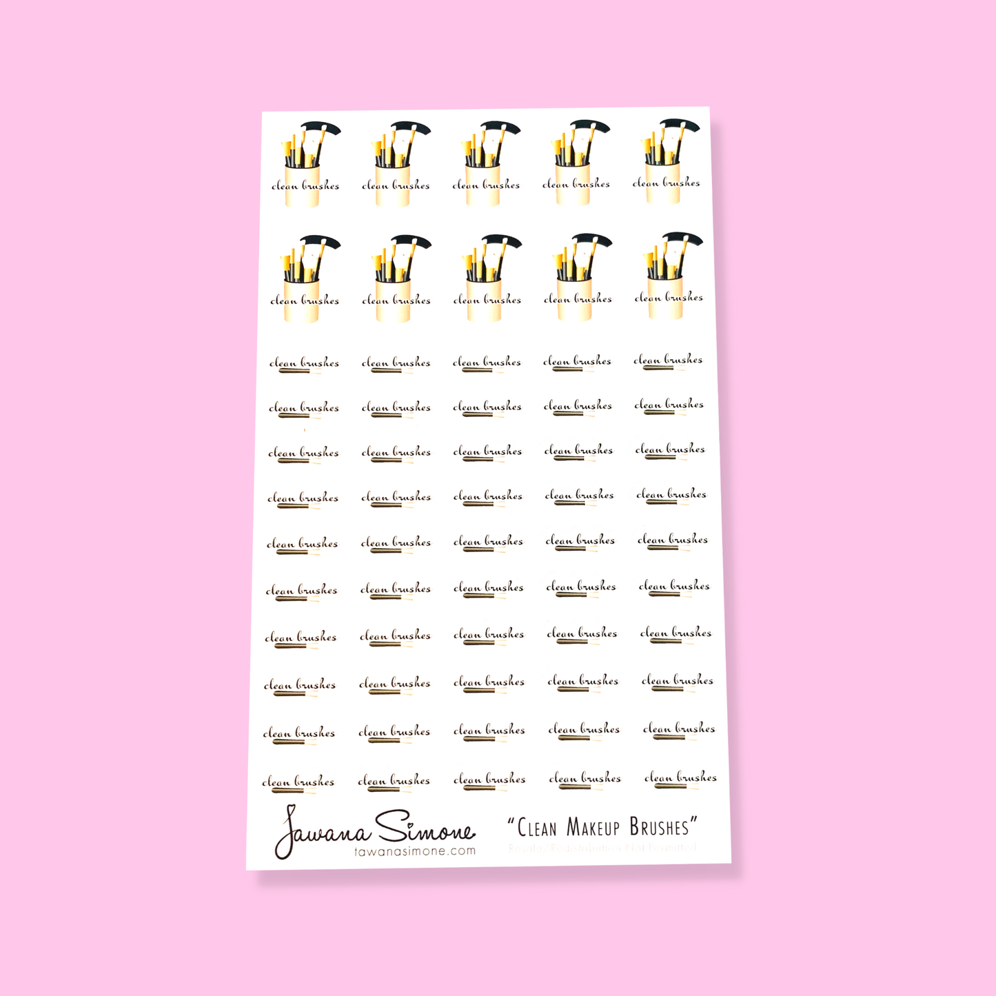 Clean Makeup Brushes Planner Stickers