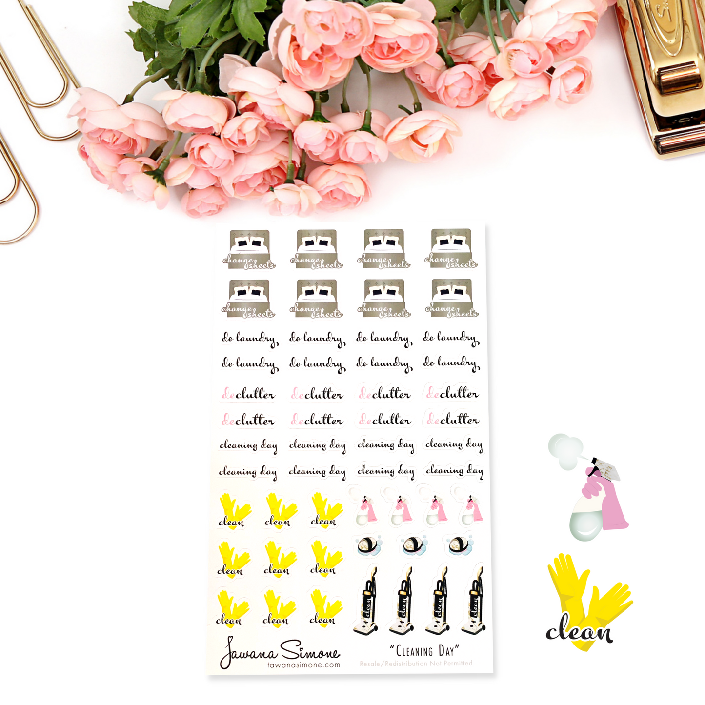 Cleaning Day Planner Stickers