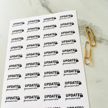 Update Password Planner Sticker Sheet