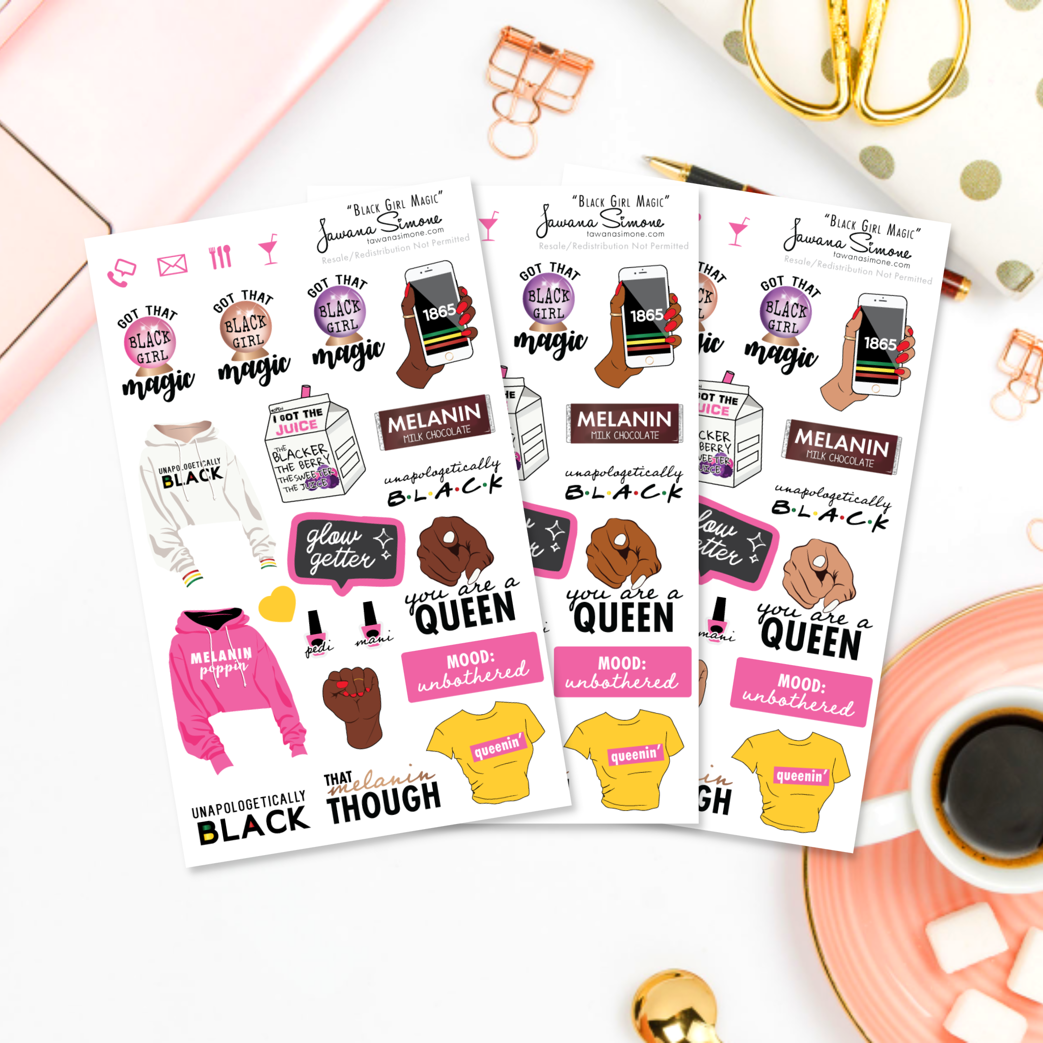 The Rongrong Black Girl Magic 2 Sticker Pack for Planners, Calendars,  Journals and Projects – Premium Quality Hand Drawn Fierce Fabulous Queens –