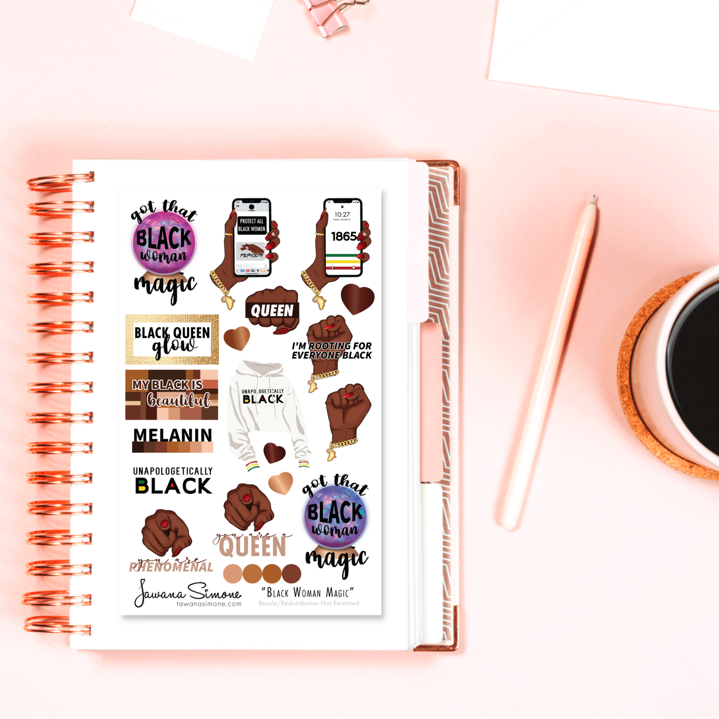 Black Woman Magic Planner Stickers