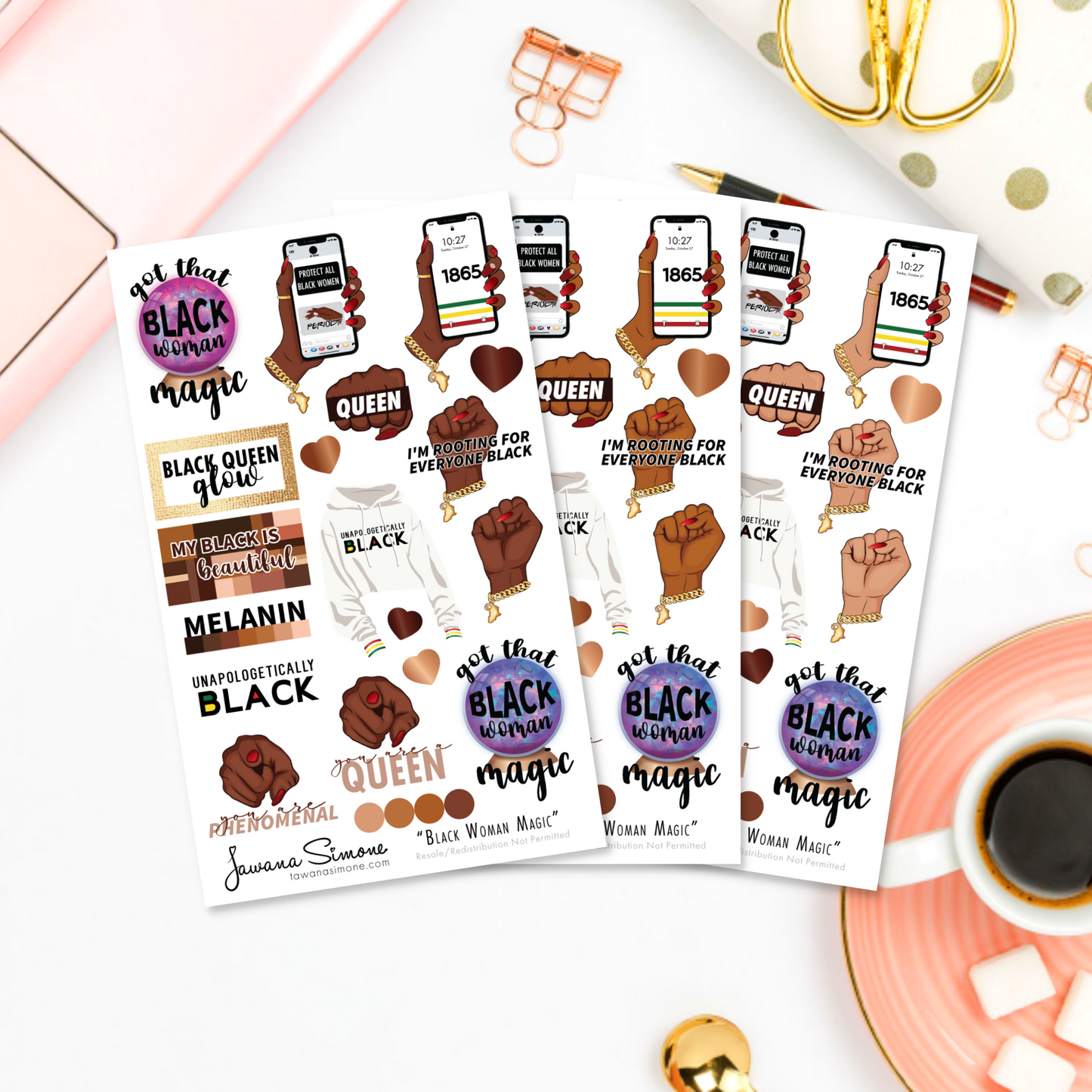 Black Woman Magic Planner Stickers