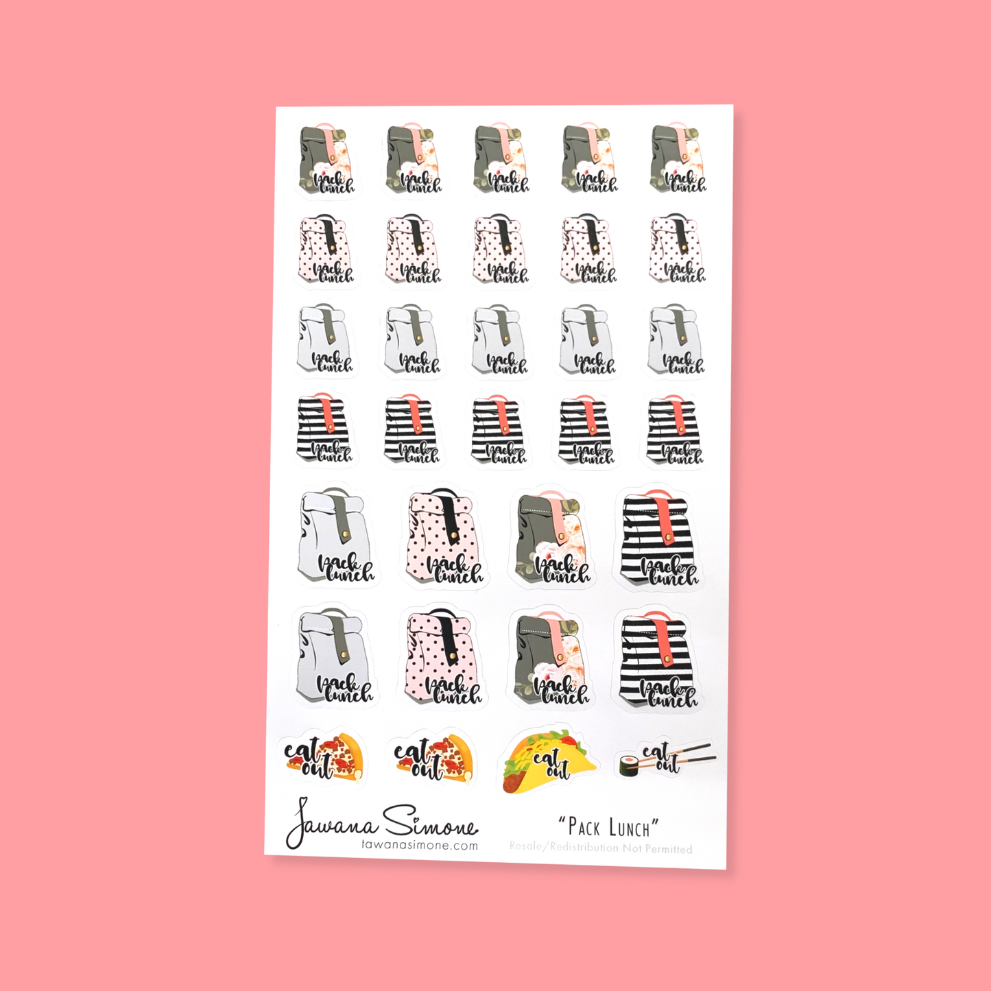 Pack Lunch Planner Stickers