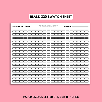 Ohuhu 320 Marker Swatch Sheet