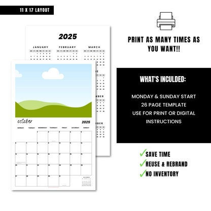 2025 Calendar Template - PLR
