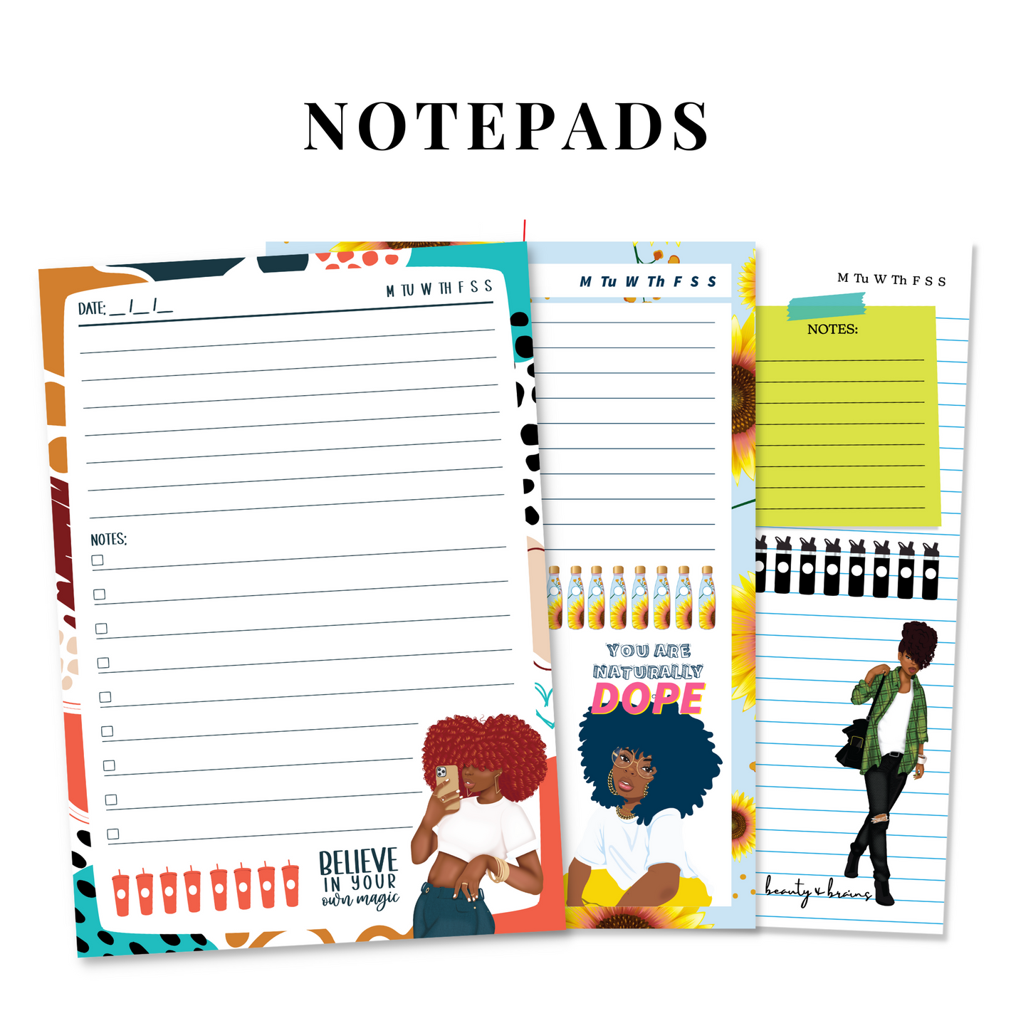 Cute stationery daily to do notepads for Black women who love to plan and organize 