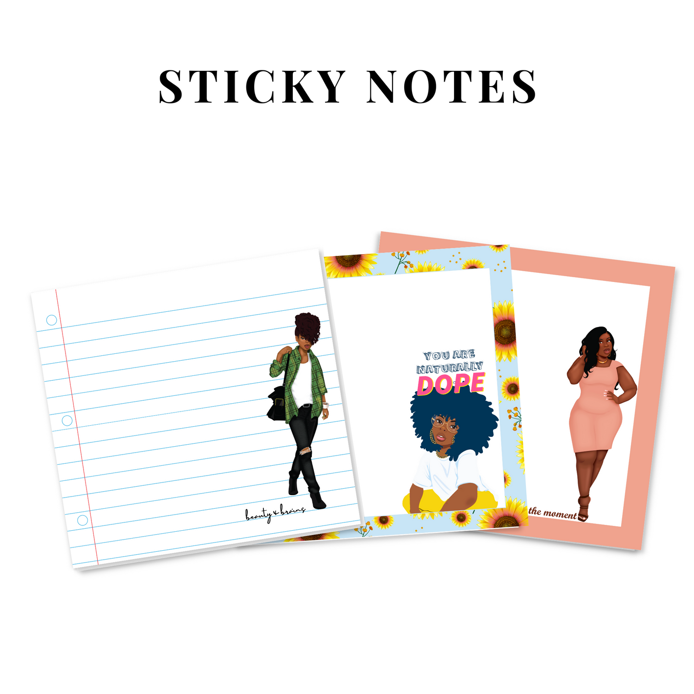 Cute stationery sticky notepads for Black women who love to plan and organize 