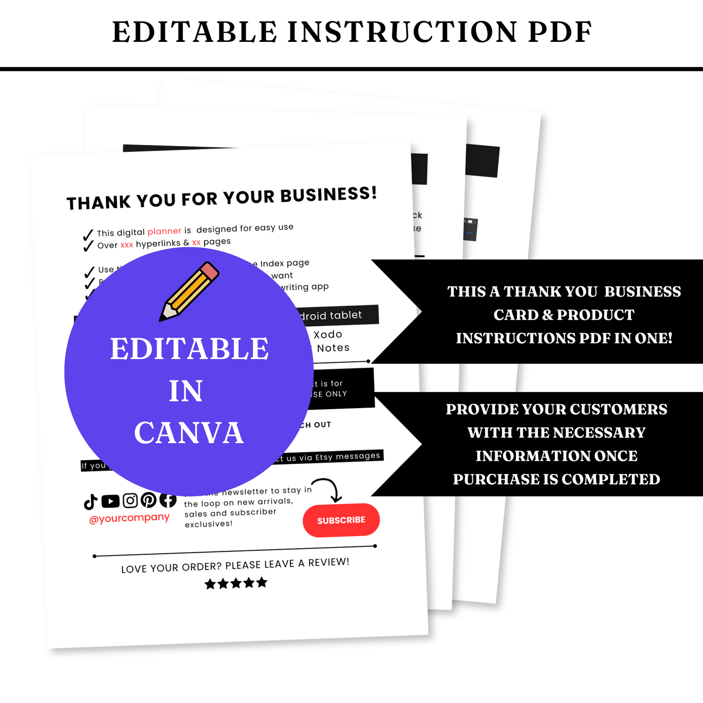 Instructions & Thank You Template - PLR