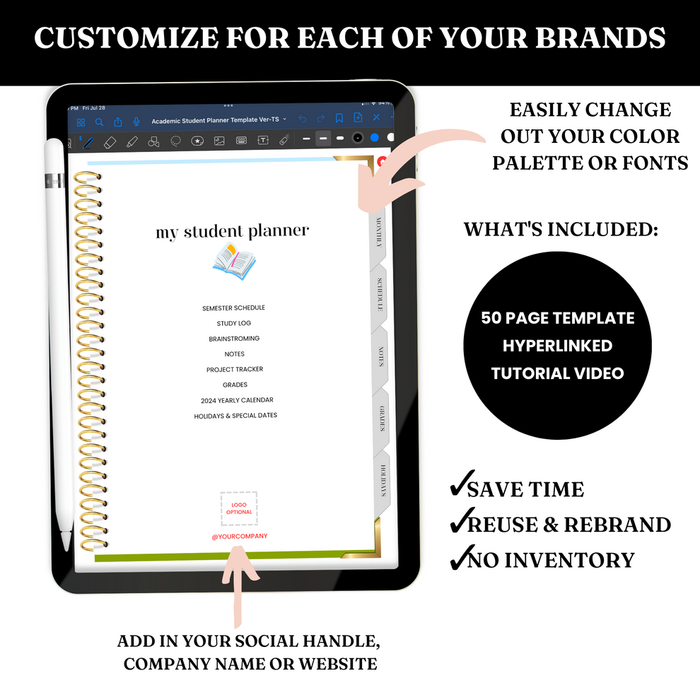Digital Academic Student Planner Template - PLR – Tawana Simone