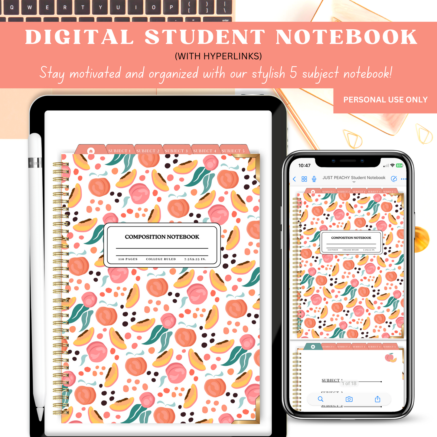 Just Peachy Digital Student Notebook