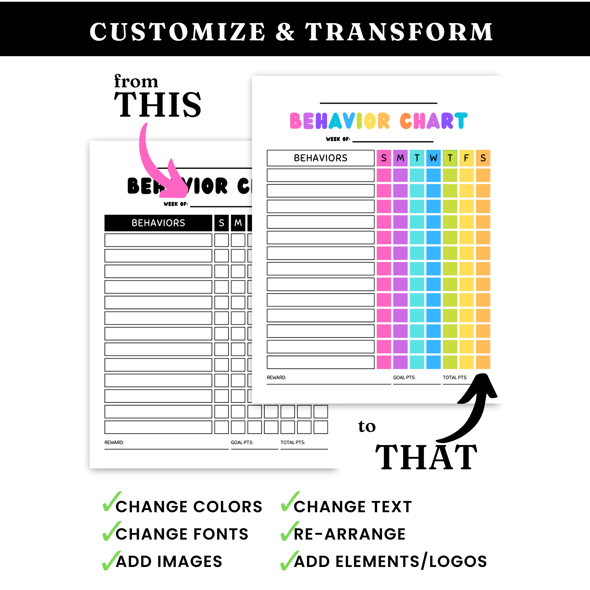 Kids' Behavior Chart Template - PLR – Tawana Simone