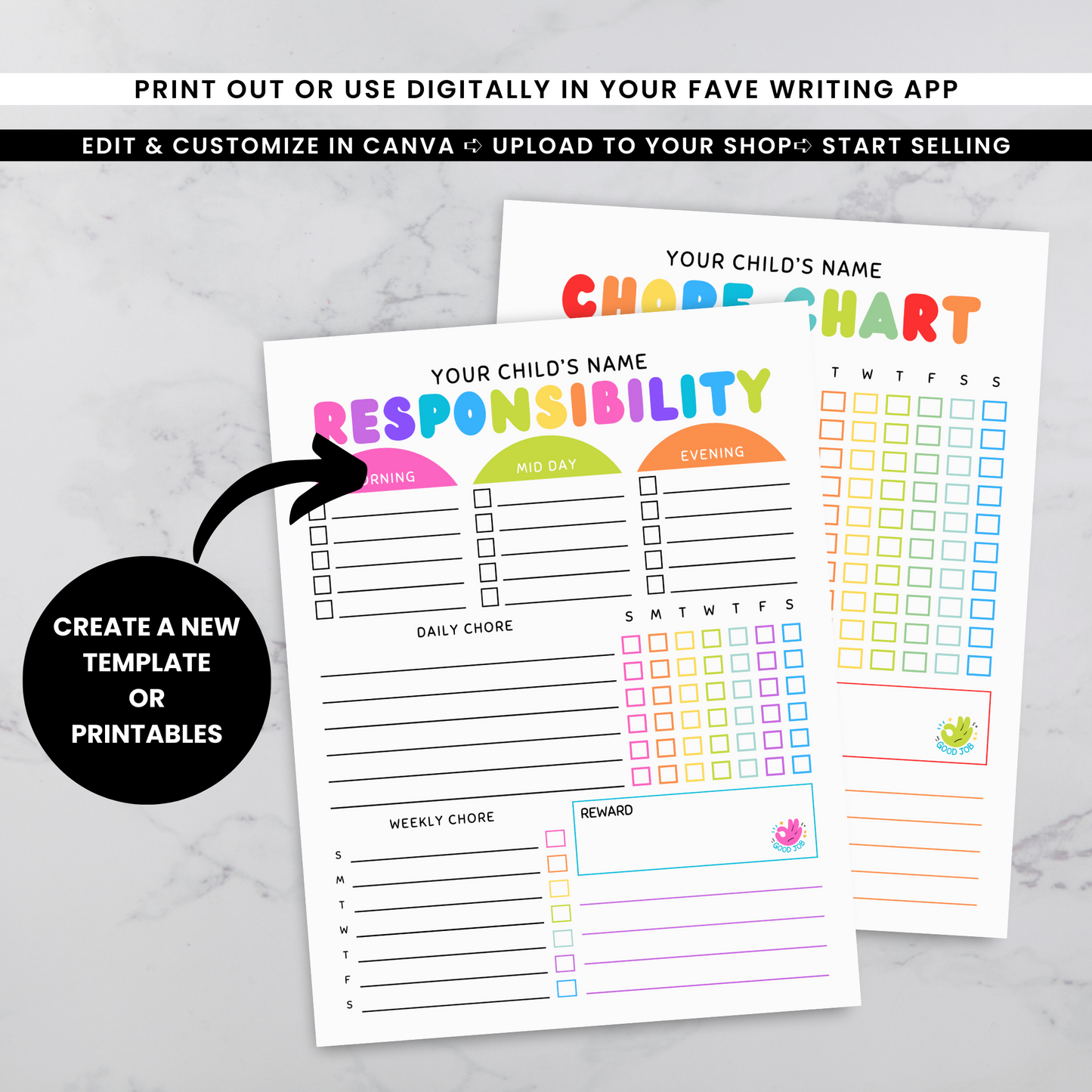 Kids' Chore Chart Template - PLR