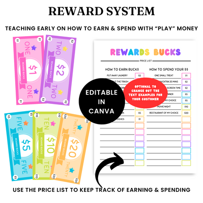 Kids' Rewards Chart & Money Template - PLR