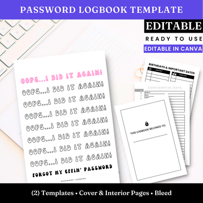 Password Logbook Template - KDP