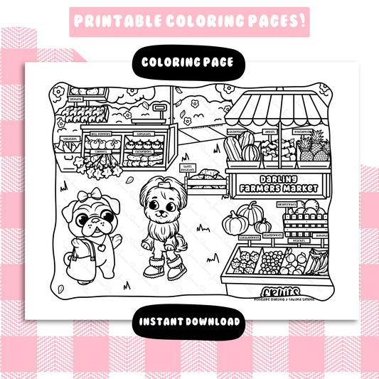 Darling Farmers Market Coloring Page