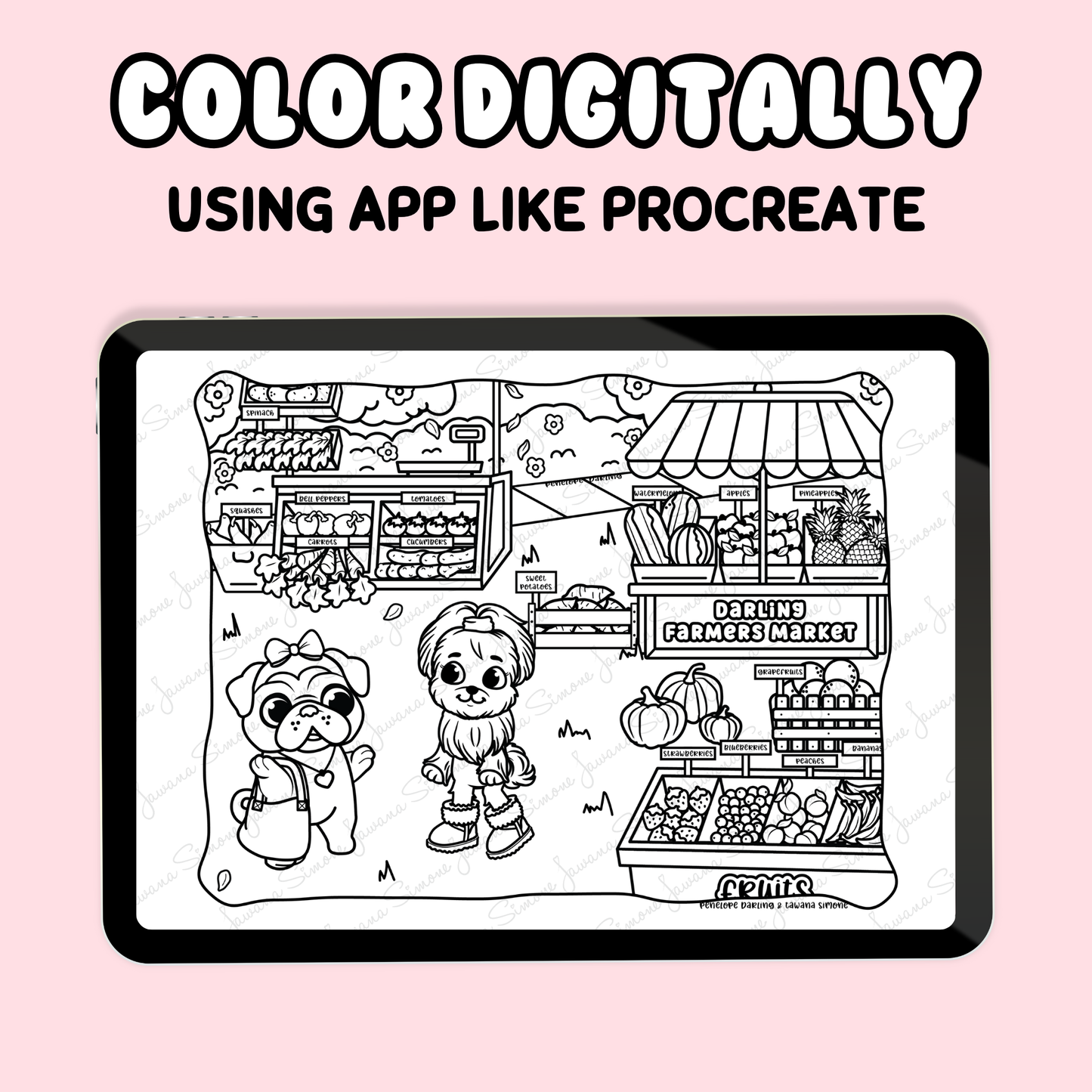 Darling Farmers Market Coloring Page