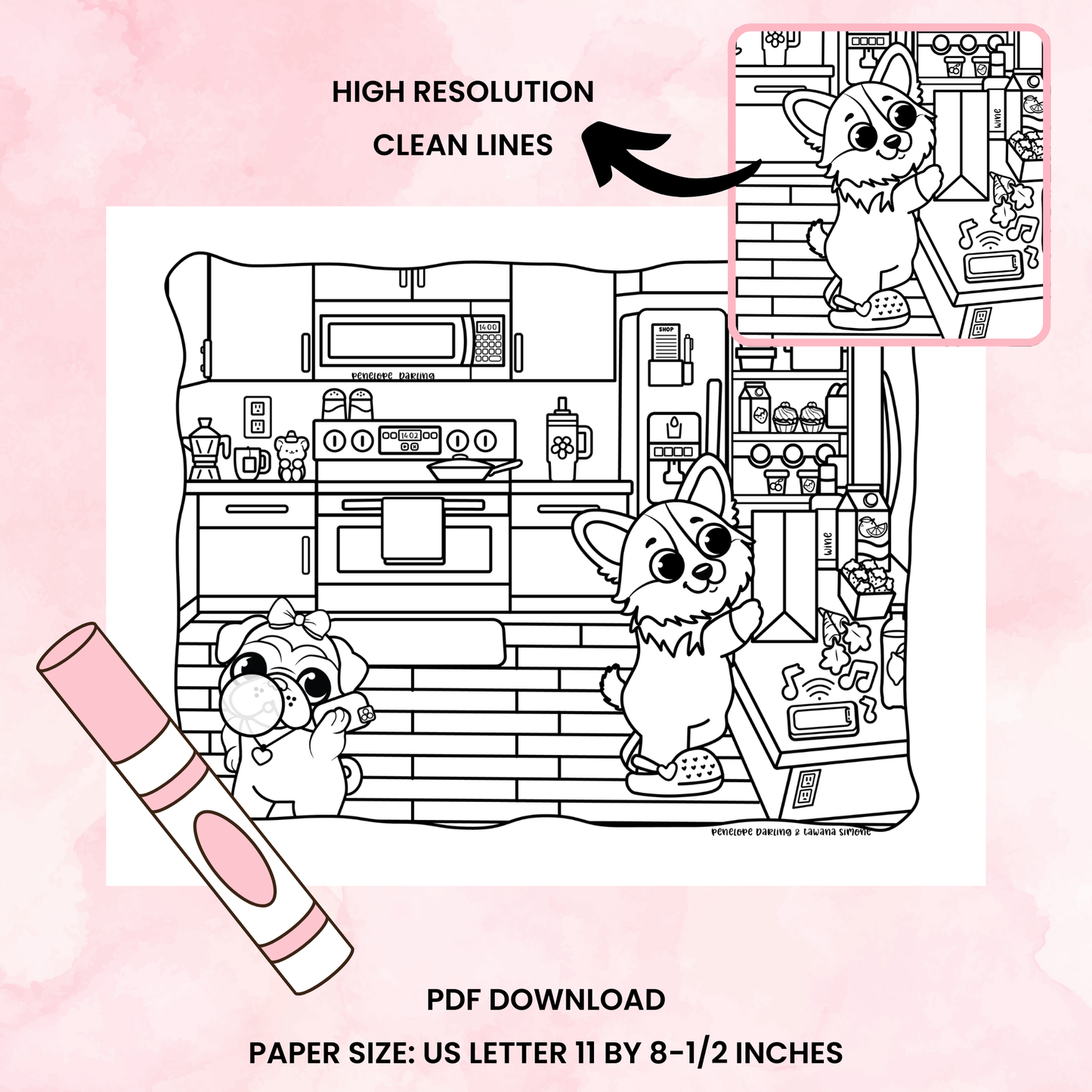 Darling Kitchen Coloring Page