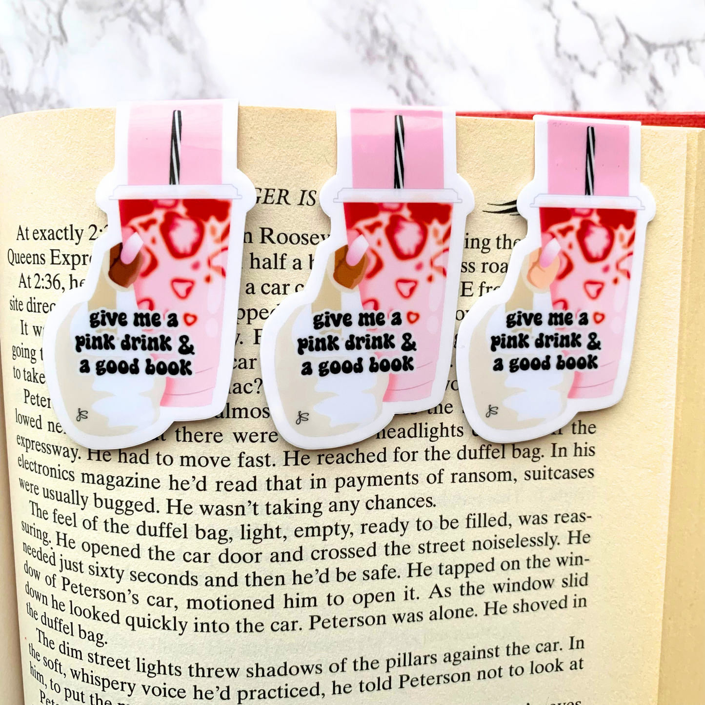 Pink Drink & A Book Magnetic Bookmark