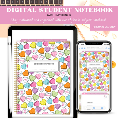 Sassy Heart Candies Digital Student Notebook