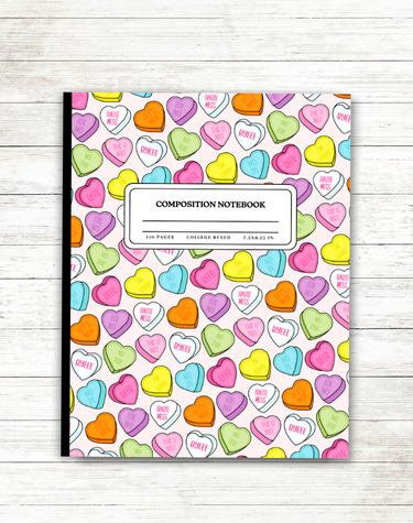 back to school stationery sassy heart candy composition notebook