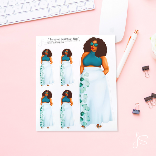 Mari - March Birthstone Diva Doll ONLY Stickers