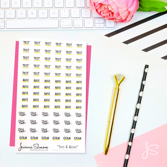 Tests and Quizzes Planner Sticker