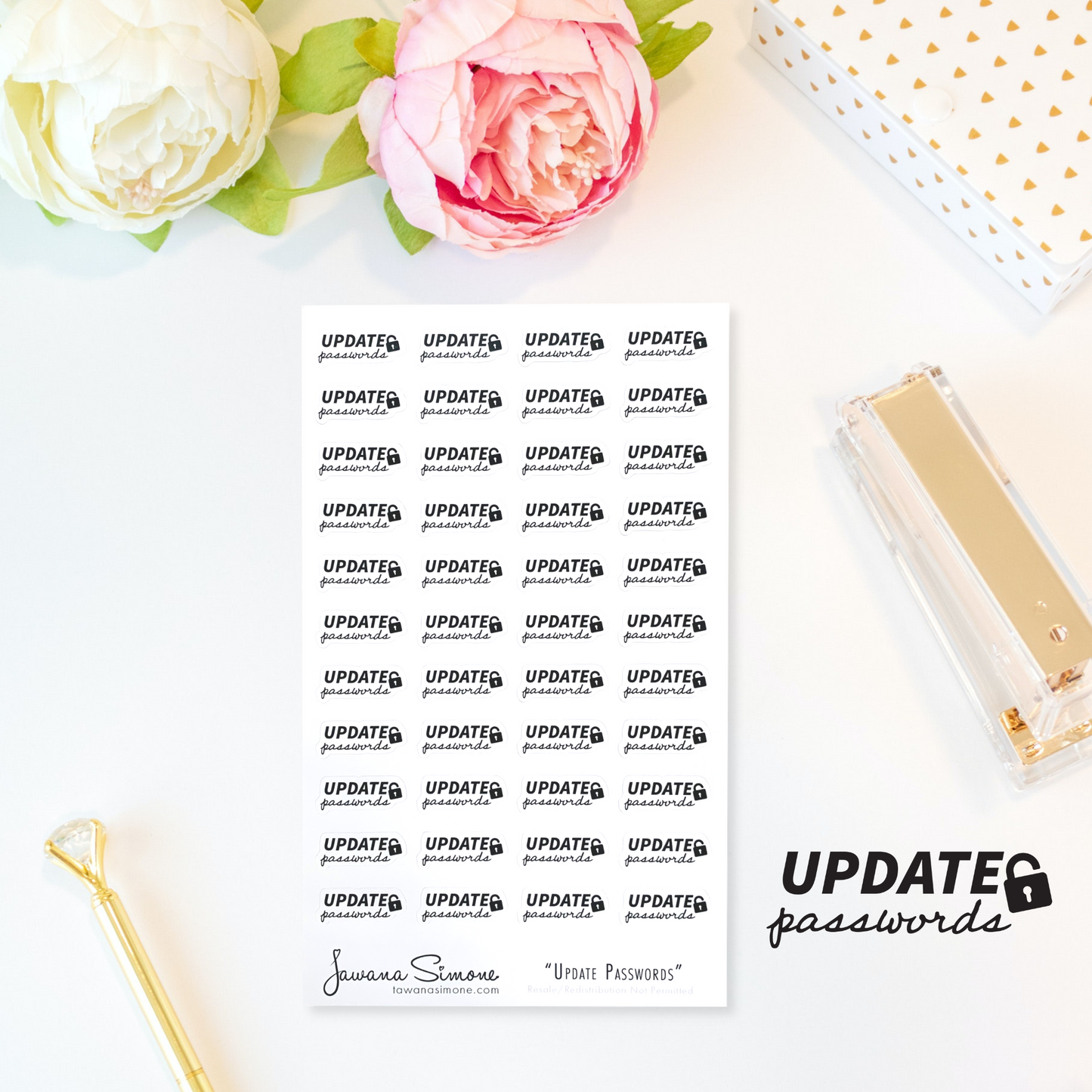 Update Password Planner Sticker Sheet