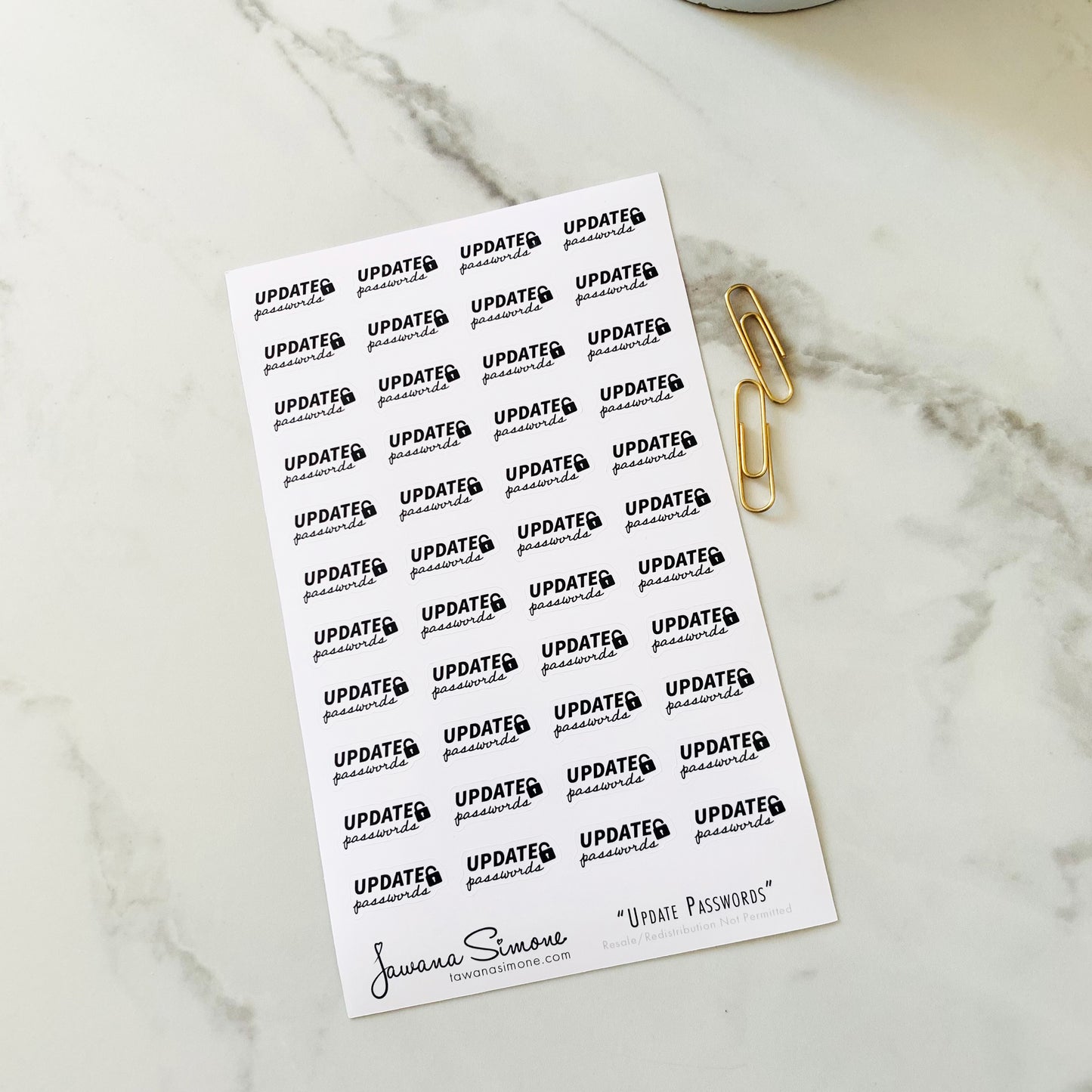 Update Password Planner Sticker Sheet